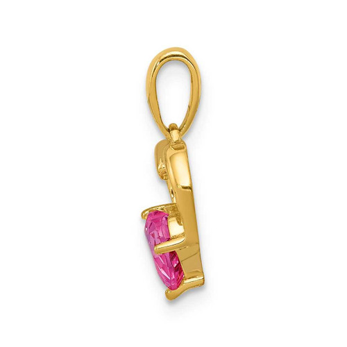 Image of 14K Yellow Gold Synthetic Pink Sapphire & Diamond Heart Pendant