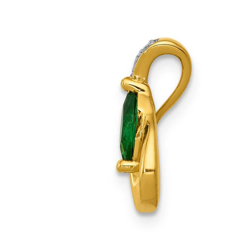 Image of 14K Yellow Gold Teardrop Diamond & Emerald Pendant