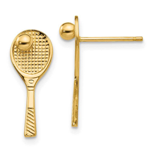 Image of 18mm 14K Yellow Gold Tennis Racquet w/ Ball Post Earrings