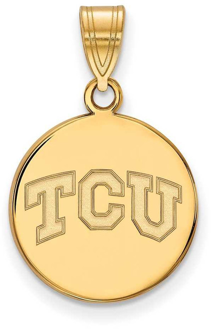 Image of 14K Yellow Gold Texas Christian University Medium Disc Pendant LogoArt 4Y037TCU