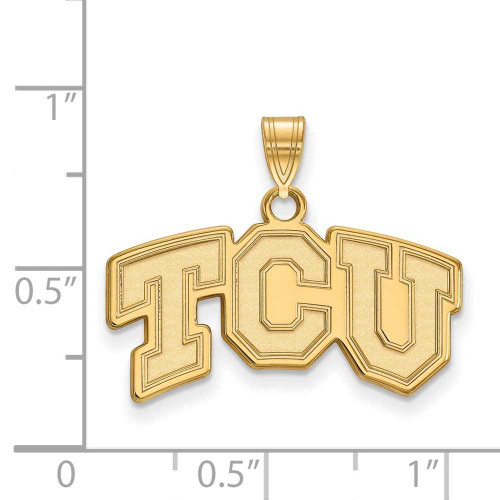 Image of 14K Yellow Gold Texas Christian University Small Pendant by LogoArt (4Y002TCU)