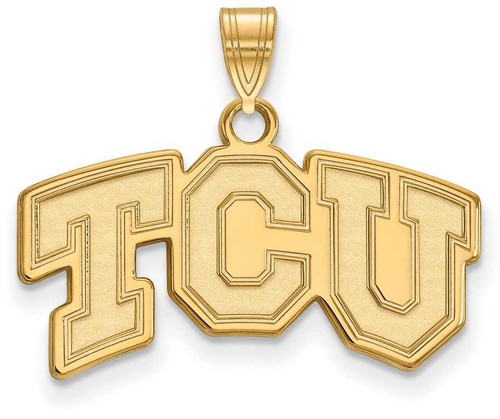 Image of 14K Yellow Gold Texas Christian University Small Pendant by LogoArt (4Y002TCU)