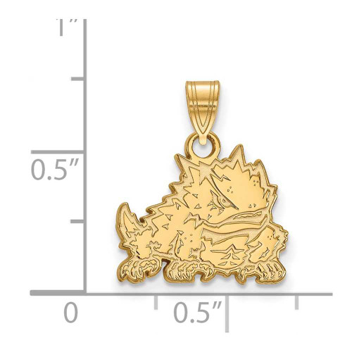 Image of 14K Yellow Gold Texas Christian University Small Pendant by LogoArt (4Y017TCU)