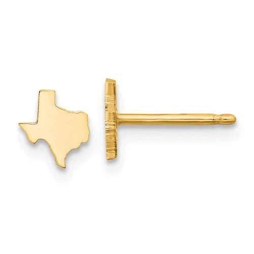 Image of 14K Yellow Gold Texas TX Small State Stud Earrings