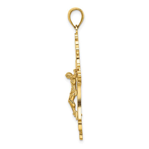 Image of 14K Yellow Gold Textured & Cut-Out Crucifix w/ Spade Tips Pendant
