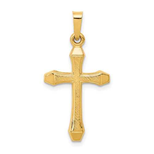 14K Yellow Gold Textured & Polished Latin Cross Pendant XR1422