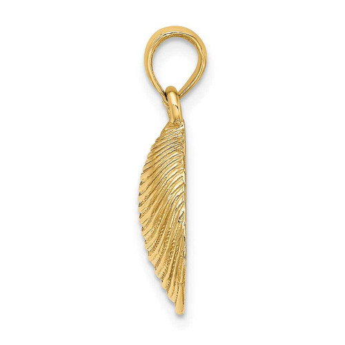 Image of 14K Yellow Gold Textured 2-D Clam Shell Pendant