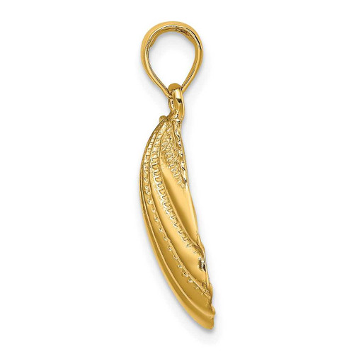 Image of 14K Yellow Gold Textured 2-D Scallop Shell Pendant