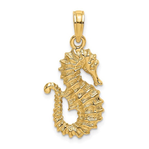 Image of 14K Yellow Gold Textured 2-D Seahorse Pendant