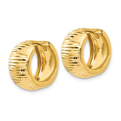 Image of 16mm 14K Yellow Gold Textured and Polished Hinged Hoop Earrings TF775