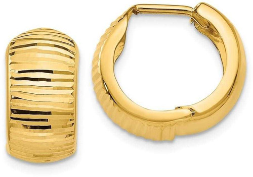 Image of 16mm 14K Yellow Gold Textured and Polished Hinged Hoop Earrings TF775
