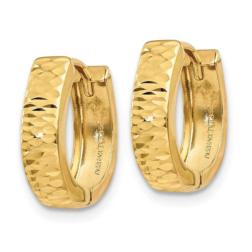 Image of 12mm 14K Yellow Gold Textured and Polished Hinged Hoop Earrings YE1678