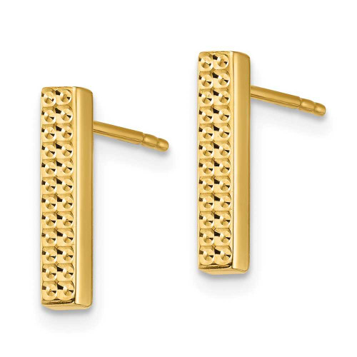 Image of 12.7mm 14K Yellow Gold Textured Bar Stud Post Earrings