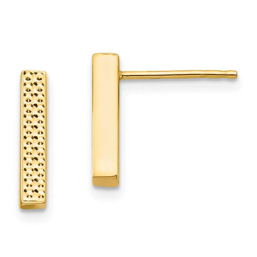 Image of 12.7mm 14K Yellow Gold Textured Bar Stud Post Earrings