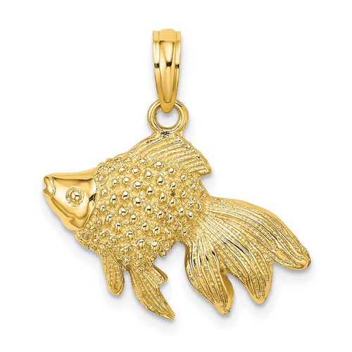 Image of 14K Yellow Gold Textured Gold Fish Pendant