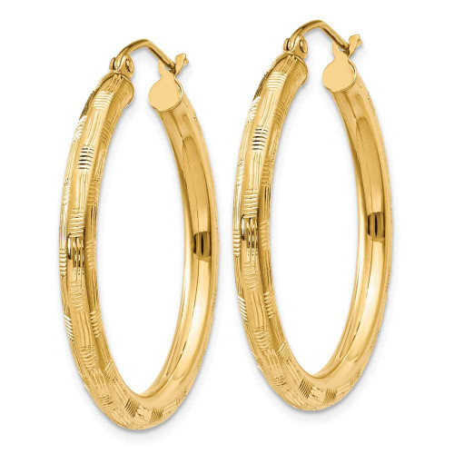 Image of 30mm 14K Yellow Gold Textured Hoop Earrings TF556