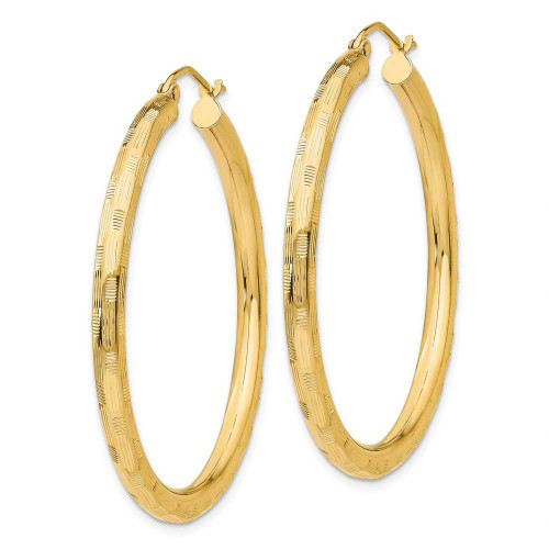 Image of 40mm 14K Yellow Gold Textured Hoop Earrings TF558