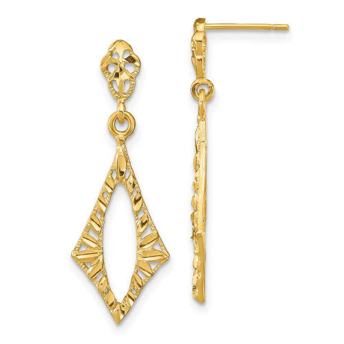Image of 14K Yellow Gold Textured Kite-Shaped Post Dangle Earrings