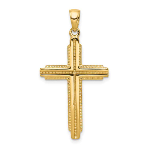 Image of 14K Yellow Gold Textured Outline Cross Pendant