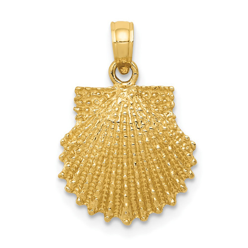 14K Yellow Gold Textured Scallop Shell Pendant