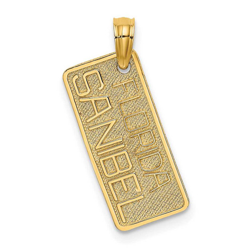 Image of 14K Yellow Gold Textured Small FLORIDA SANIBEL License Plate Pendant