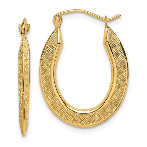 Image of 14K Yellow Gold Textured Stamped Hoop Earrings TF1459