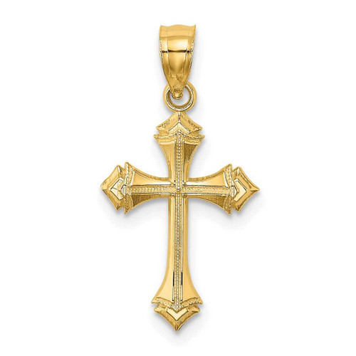 Image of 14K Yellow Gold Textured w/ Arrow Ends Cross Pendant