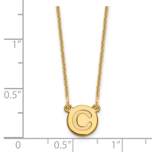Image of 14K Yellow Gold Tiny Circle Block Letter C Initial Necklace