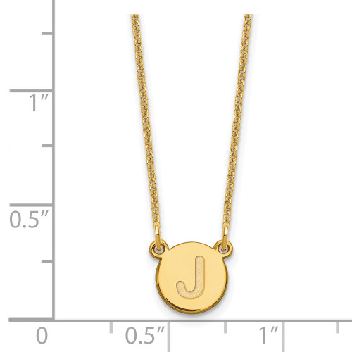 14K Yellow Gold Tiny Circle Block Letter J Initial Necklace