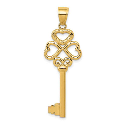 Image of 14K Yellow Gold Triple Heart Key w/ Key To My Heart Pendant