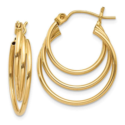 Image of 17mm 14K Yellow Gold Triple Hoop Earrings