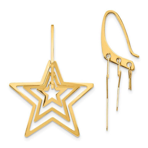 Image of 24.86mm 14K Yellow Gold Triple Star Dangle Earrings