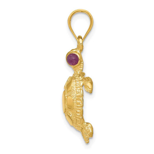 Image of 14K Yellow Gold Turtle with Ruby Eyes Pendant