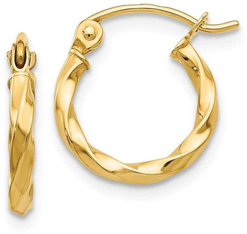 Image of 10mm 14K Yellow Gold Twist Polished Hoop Earrings TC667