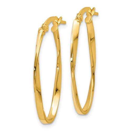 Image of 30mm 14K Yellow Gold Twisted Oval Hoop Earrings LE164