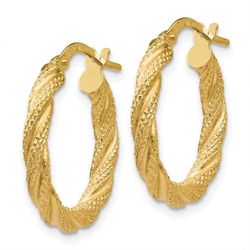 Image of 21mm 14K Yellow Gold Twisted Textured Hoop Earrings TH693