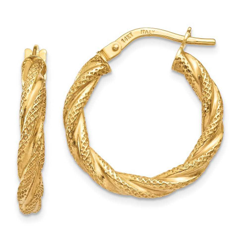 Image of 21mm 14K Yellow Gold Twisted Textured Hoop Earrings TH693