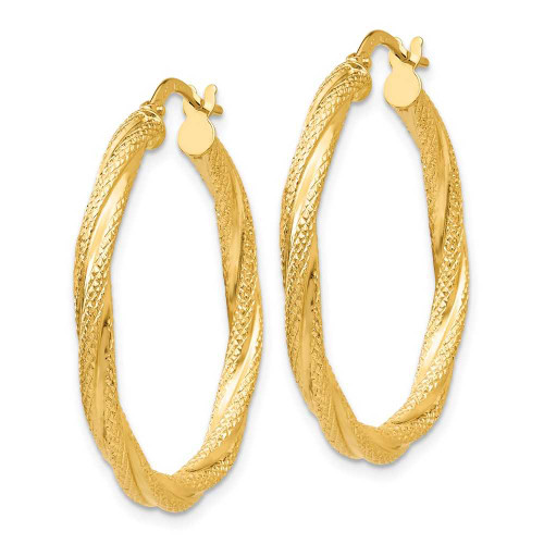 Image of 31mm 14K Yellow Gold Twisted Textured Hoop Earrings TH695
