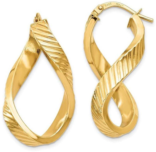 Image of 38mm 14K Yellow Gold Twisted Textured Oval Hoop Earrings