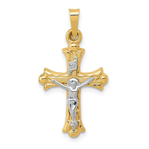 Image of 14K Yellow Gold Two-Tone Polished INRI Crucifix Cross Pendant