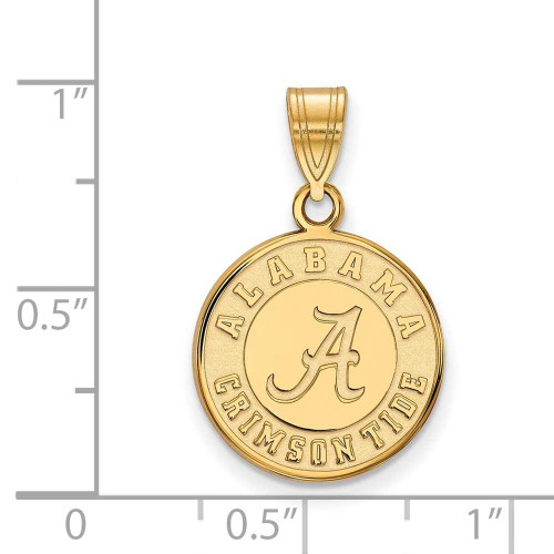 Image of 14K Yellow Gold University of Alabama Medium Disc Pendant by LogoArt (4Y086UAL)