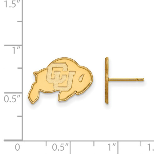 14K Yellow Gold University of Colorado Small Post Earrings by LogoArt (4Y008UCO)
