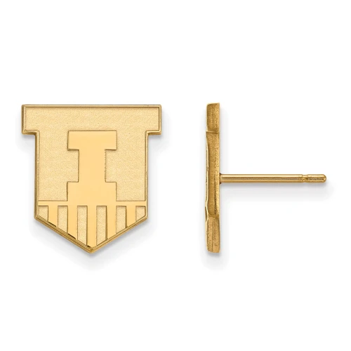 14K Yellow Gold University of Illinois Small Post Earrings by LogoArt (4Y050UIL)