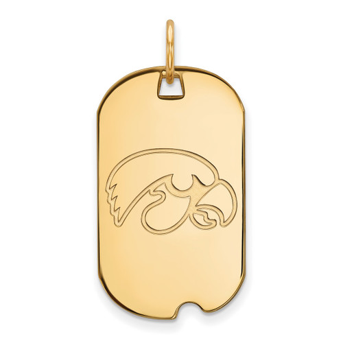 14K Yellow Gold University of Iowa Small Dog Tag by LogoArt