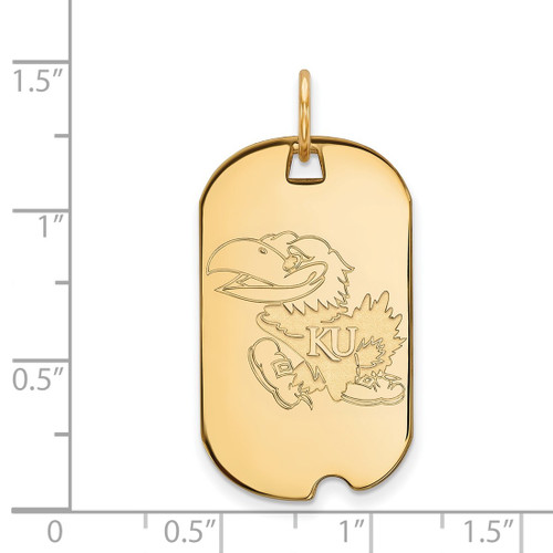 14K Yellow Gold University of Kansas Small Dog Tag by LogoArt