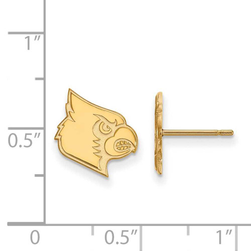 Image of 14K Yellow Gold University of Louisville Small Post Earrings by LogoArt 4Y046UL