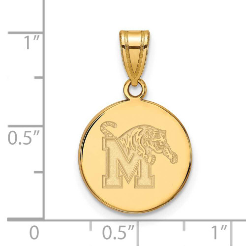Image of 14K Yellow Gold University of Memphis Medium Pendant by LogoArt (4Y032UMP)