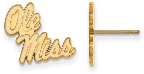 Image of 14K Yellow Gold University of Mississippi Small Post Earrings by LogoArt