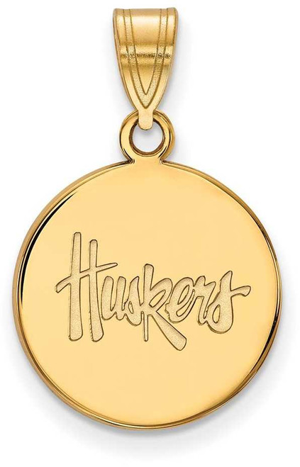 Image of 14K Yellow Gold University of Nebraska Medium Disc Pendant by LogoArt (4Y025UNE)