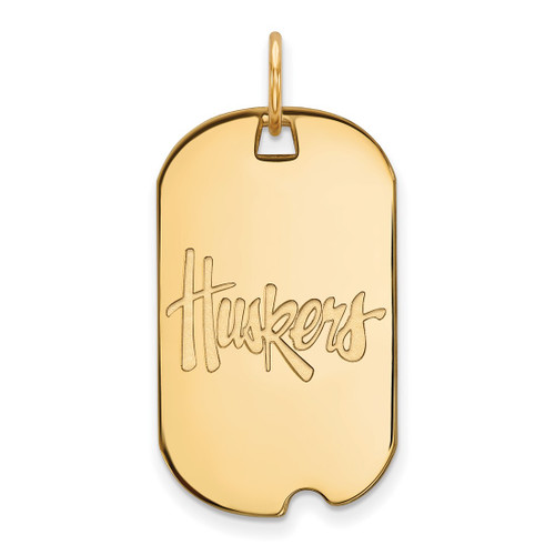 14K Yellow Gold University of Nebraska Small Dog Tag by LogoArt (4Y013UNE)